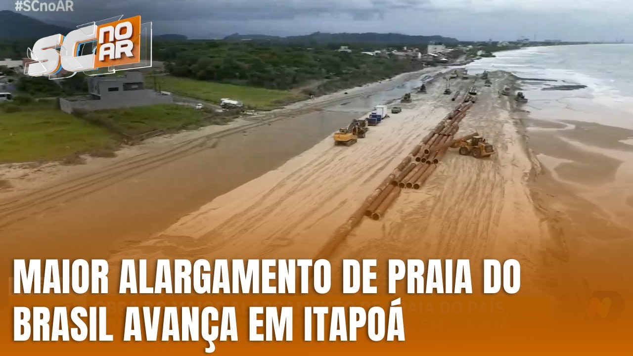 Maior alargamento de praia do país avança e passa da metade em Itapoá