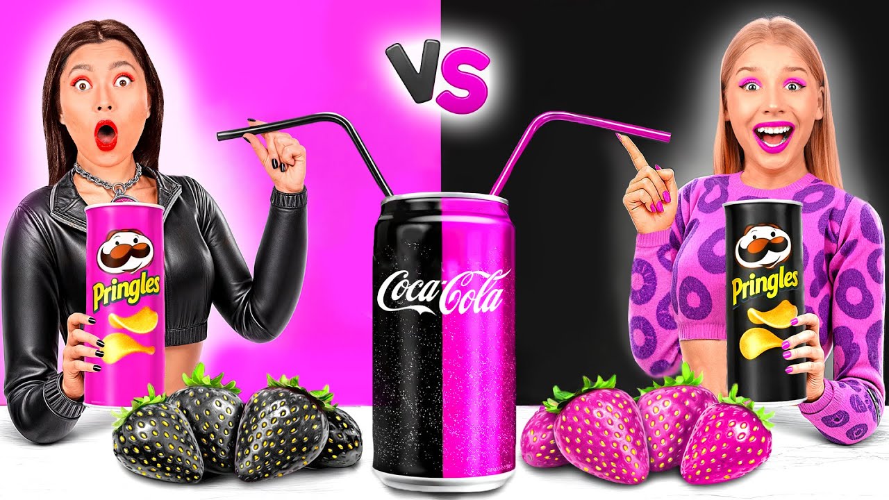 Barbie vs Bratz Desafío de Comida Rosa vs Negra | Momentos Divertidos