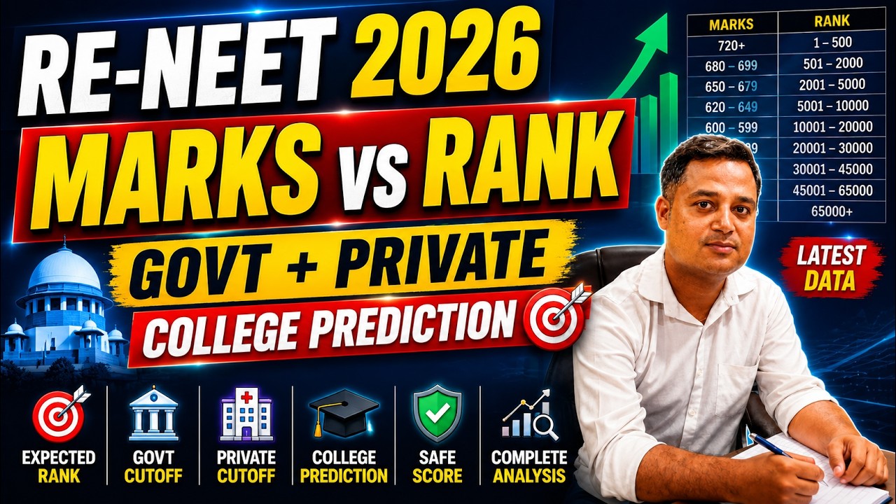 🔥 RE-NEET 2026 Marks vs Rank | Govt & Private Medical College Cutoff | MBBS College Prediction |