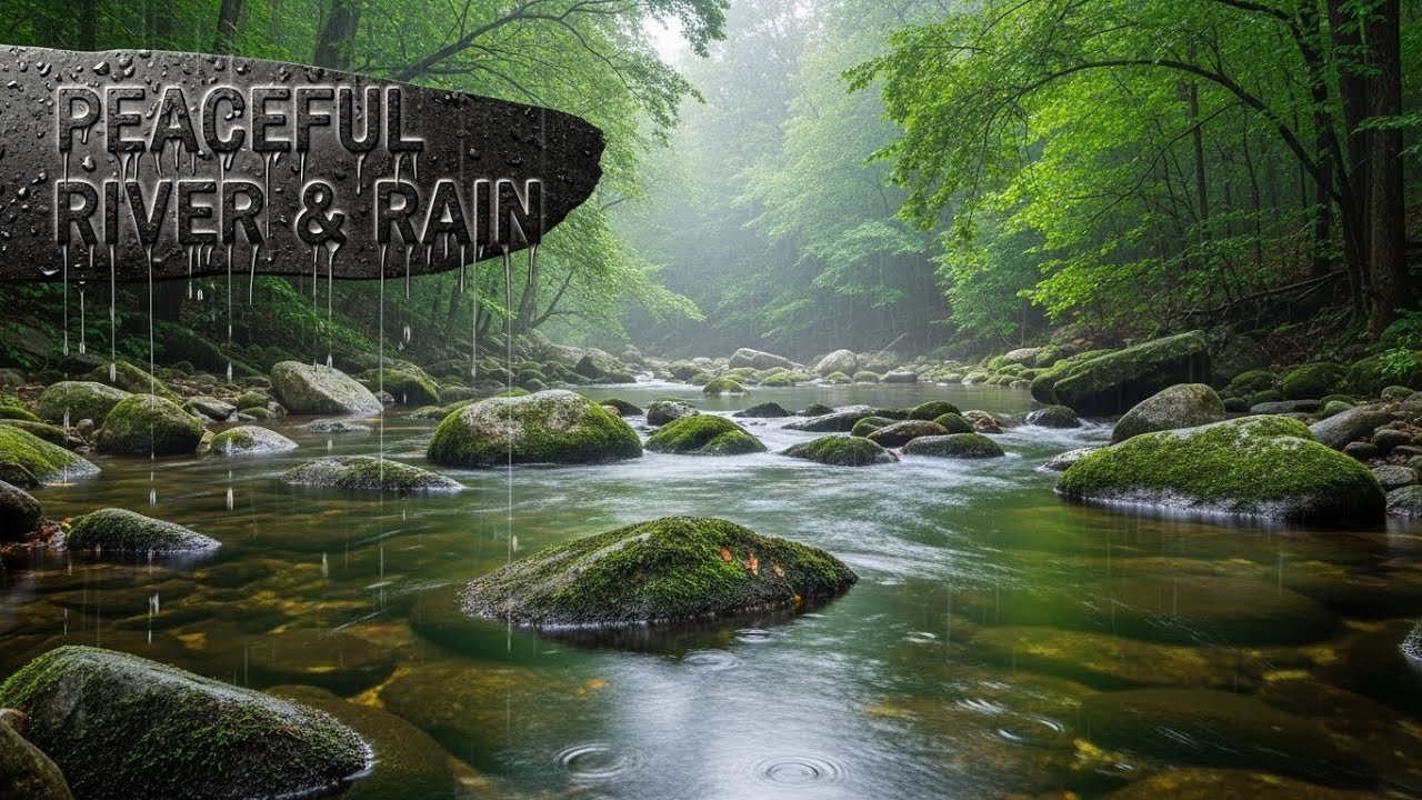 Soothing Calm Rain Sounds with Peaceful River Flow for Mindfulness and Mental Relaxation