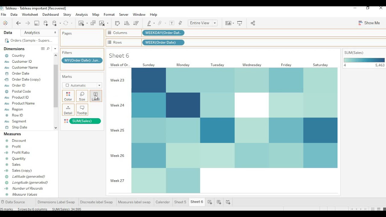 Tableau Calendar Visualization