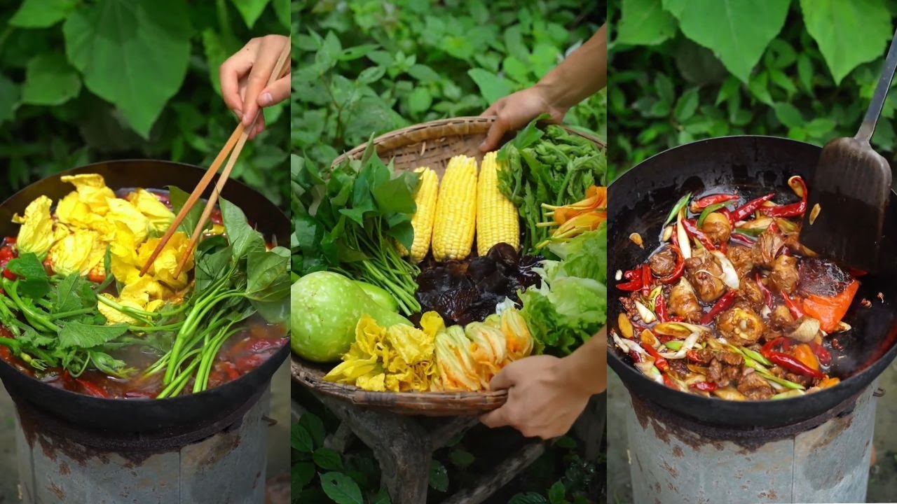 The best thing to eat after the rain is hot pot!# Rural Food# Agar# Hometown Taste# My Rural Life