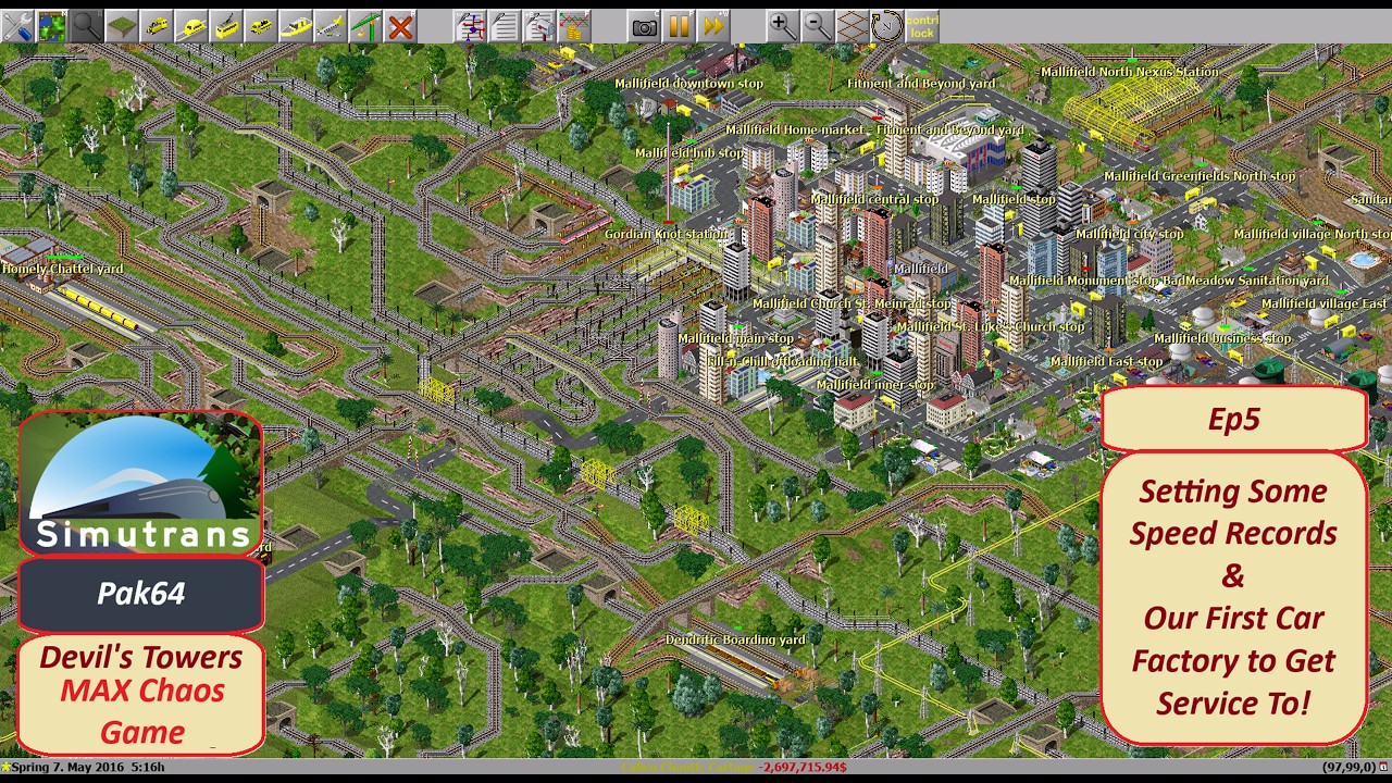 Simutrans DT1969 MAX Chaos Game Ep5 Speed records on these routes and a car factory to serve