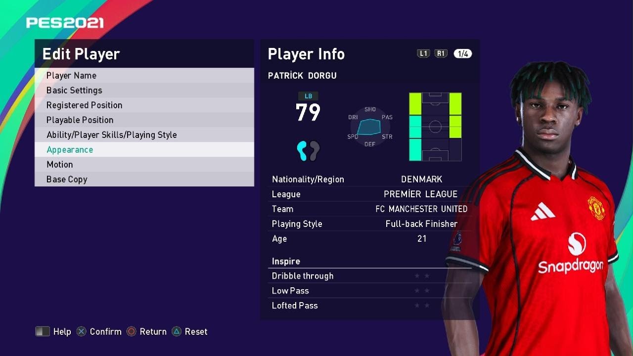 PATRİCK  DORGU /SEASON-25/26 -PES 2021 -BASE COPY [ MOISE KEAN - ITALY- CF - COPY PLAYER ]