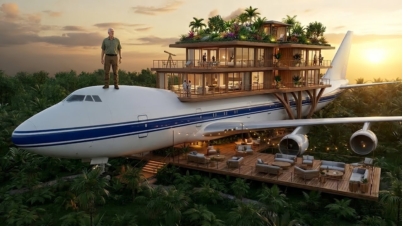I Found an Abandoned Boeing 747 Airplane and Turned it into a Modern House (ASMR)