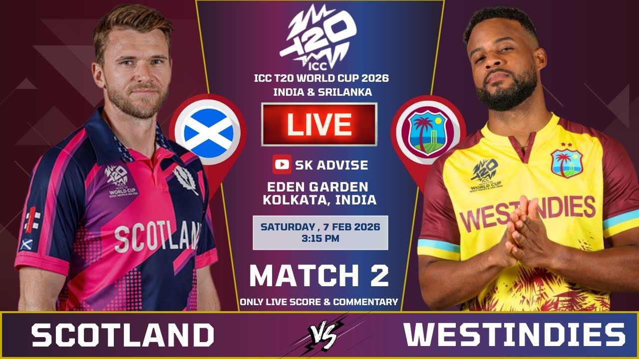 Westindies Vs Scotland 2nd Match Live Score And Commentary | World Cup 2026 | WI VS SCO
