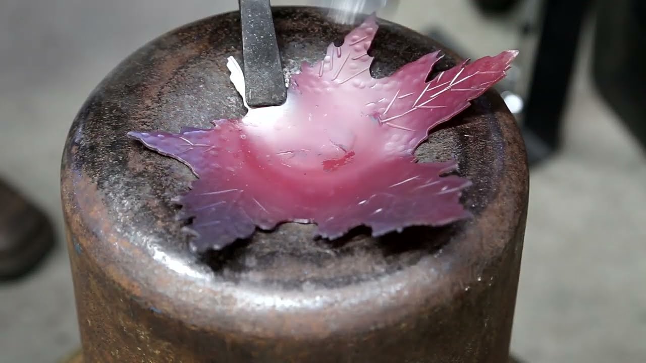 Forged wax melt Maple leaf nature sculpture blacksmith project using scrap #forged #blacksmith