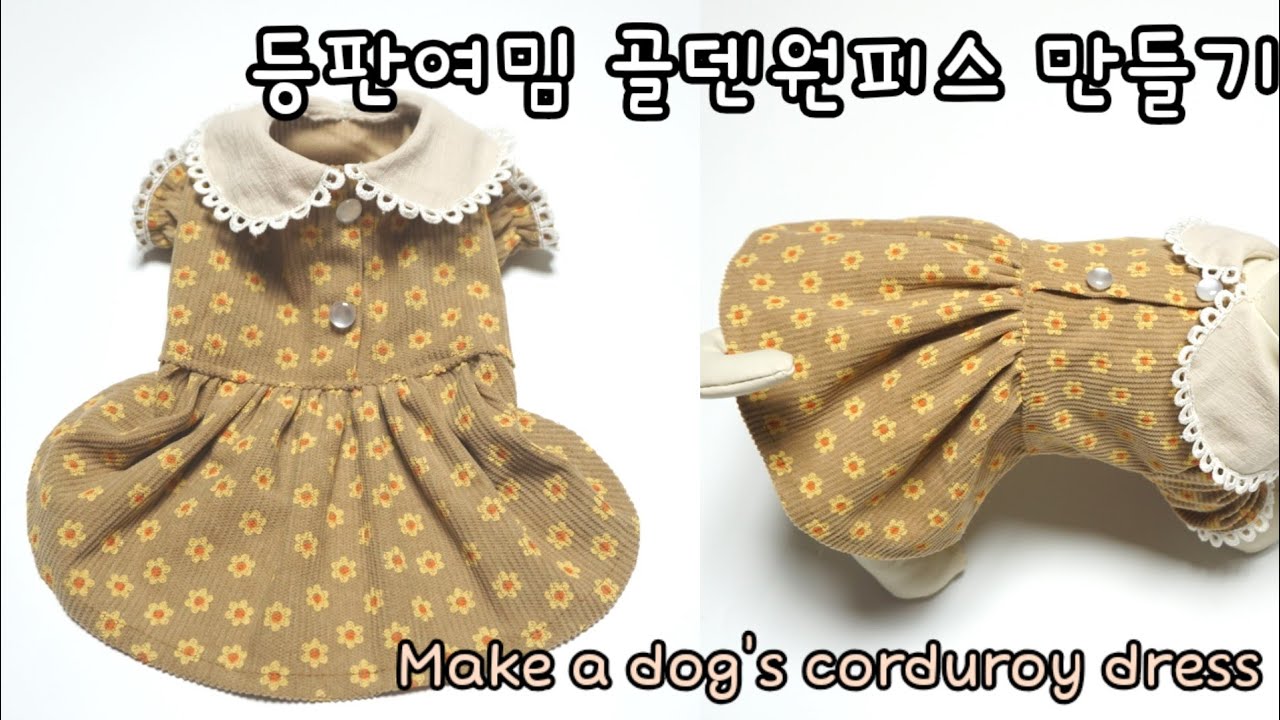 강아지 등판 여밈단추 골덴 원피스 만들기