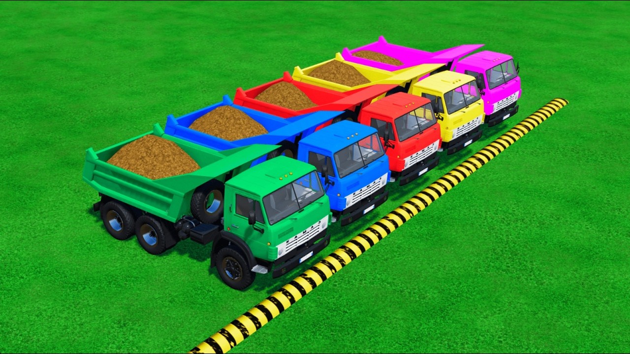 Work with Colors! SAND TRANSPORT with New Holland & KAMAZ TRUCKS! MUDDY ACTION!