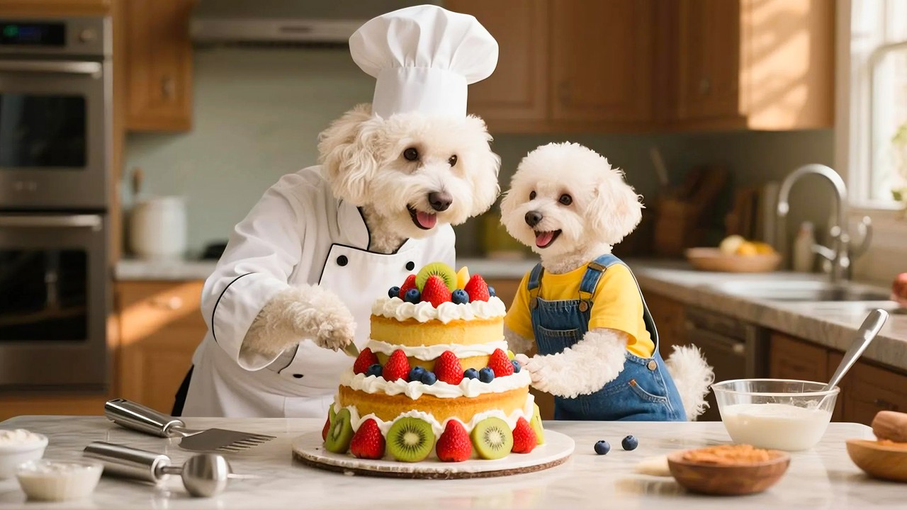 🐶 아기 강아지가 높은 점수를 받아 엄마 강아지에게서 사랑 가득한 생일 케이크를 받다 🎂