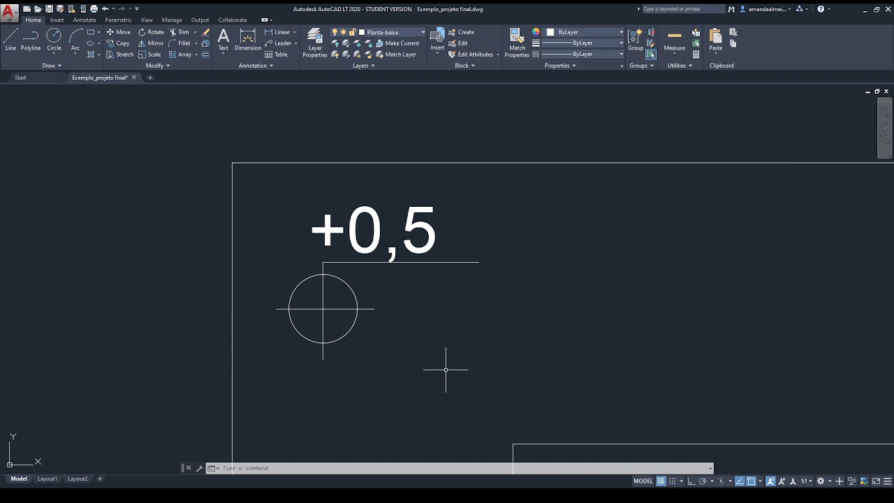 Calculo da rampa, desenhando em planta-baixa e fachada