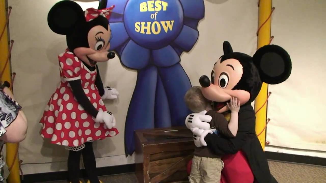 Mickey and Minnie Mouse in the Judge's Tent in Toontown at Magic Kingdom