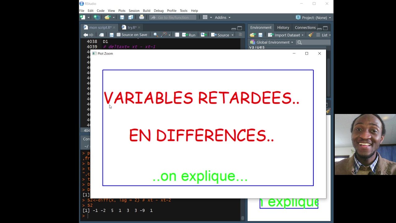 Variables RETARDEES, Variables en DIFFERENCE (serie temporelles dans R) | Comment dans R?| caps79