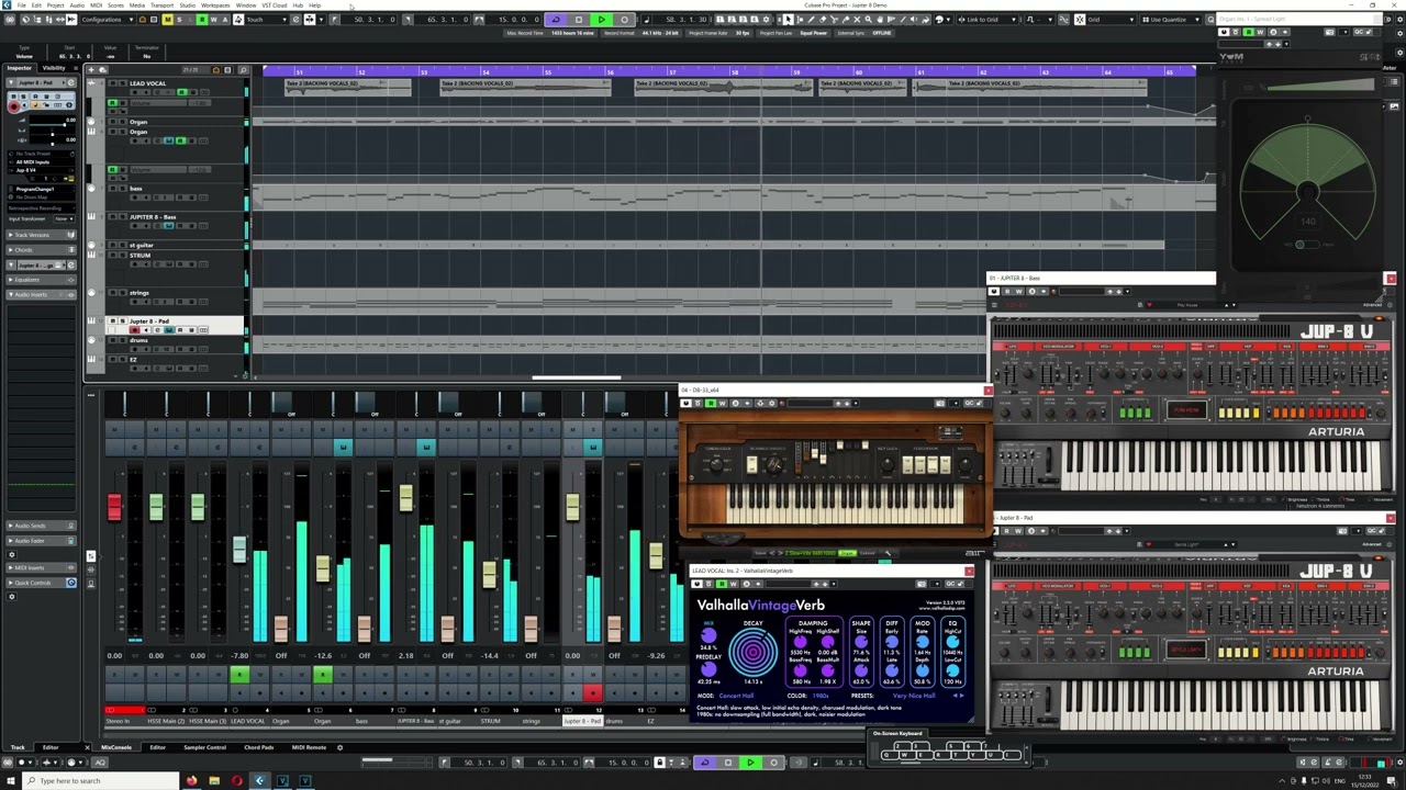 JUPITER 8. Arturia VST Synth DEMO. It plays Synth Bass and Pads.  "Wash me clean".