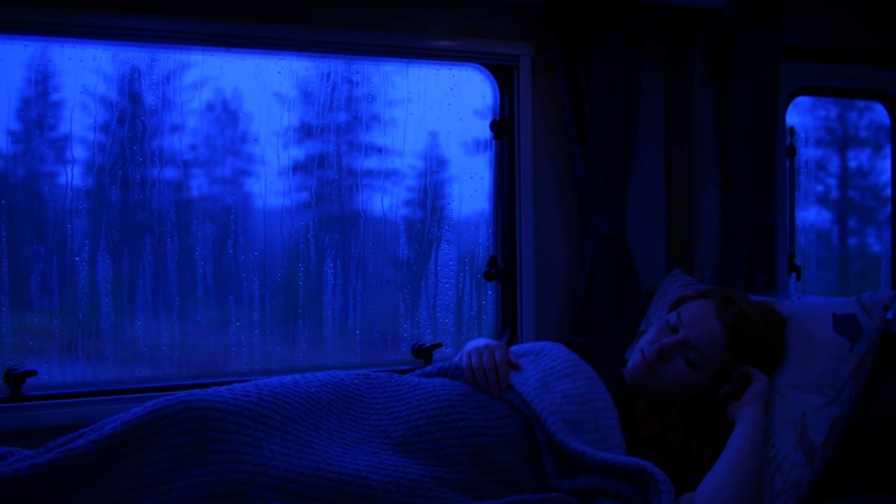 Rainfall on Van Roof at Night – 8 Hours of Gentle Sleep Sounds Without Thunder or Music