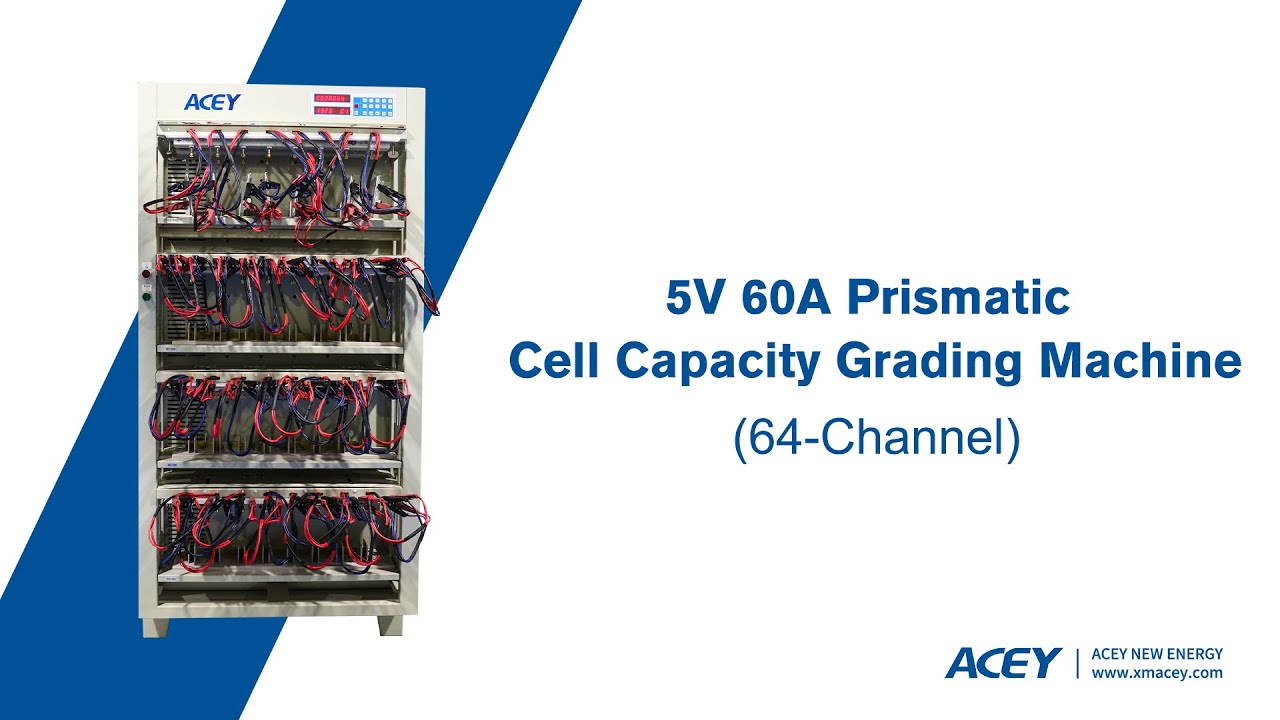 64-Channel 5V 60A Prismatic Cell Capacity Grading Machine With Alligator Clip