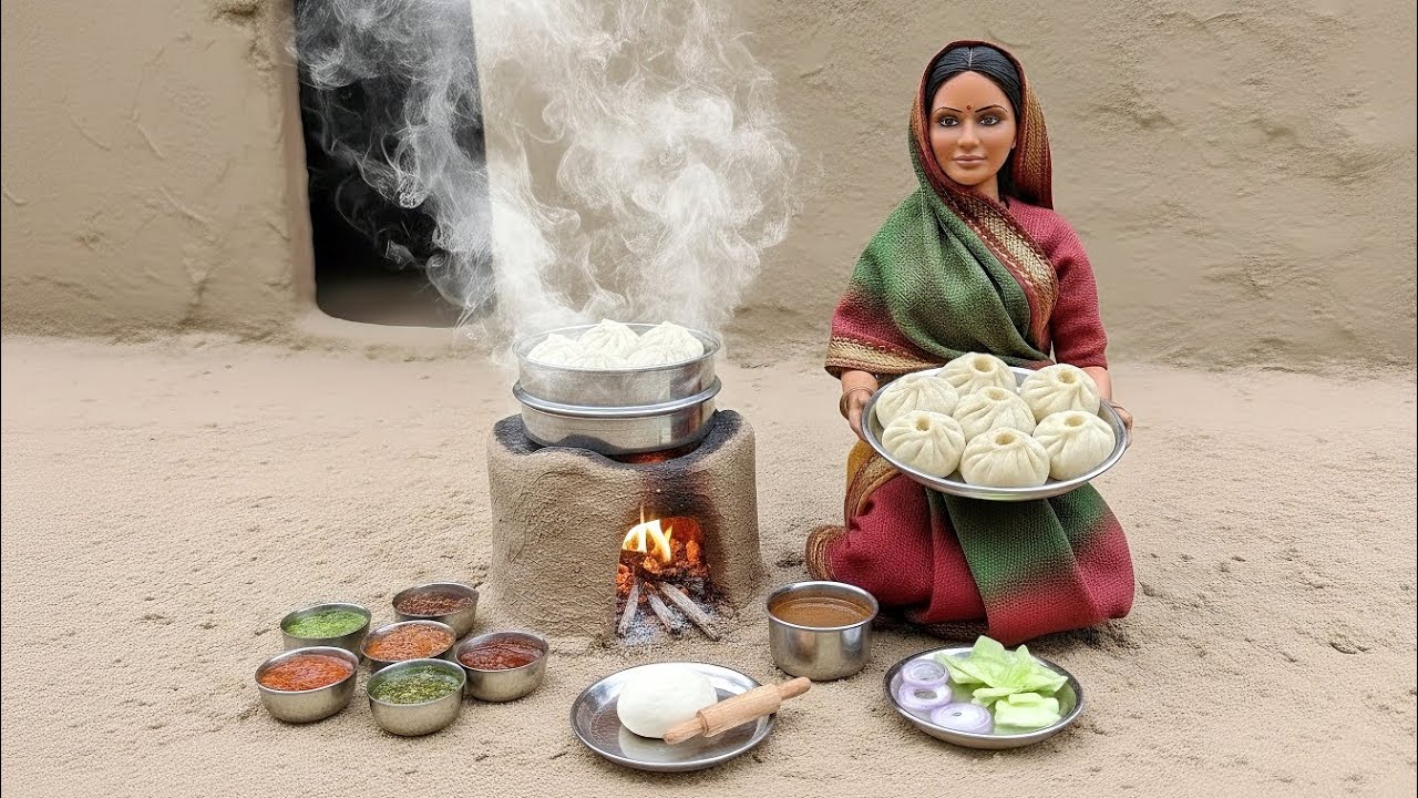 Miniature Doll Tasty Chicken Momo Cooking ASMR | Indian Village Tiny Kitchen Story