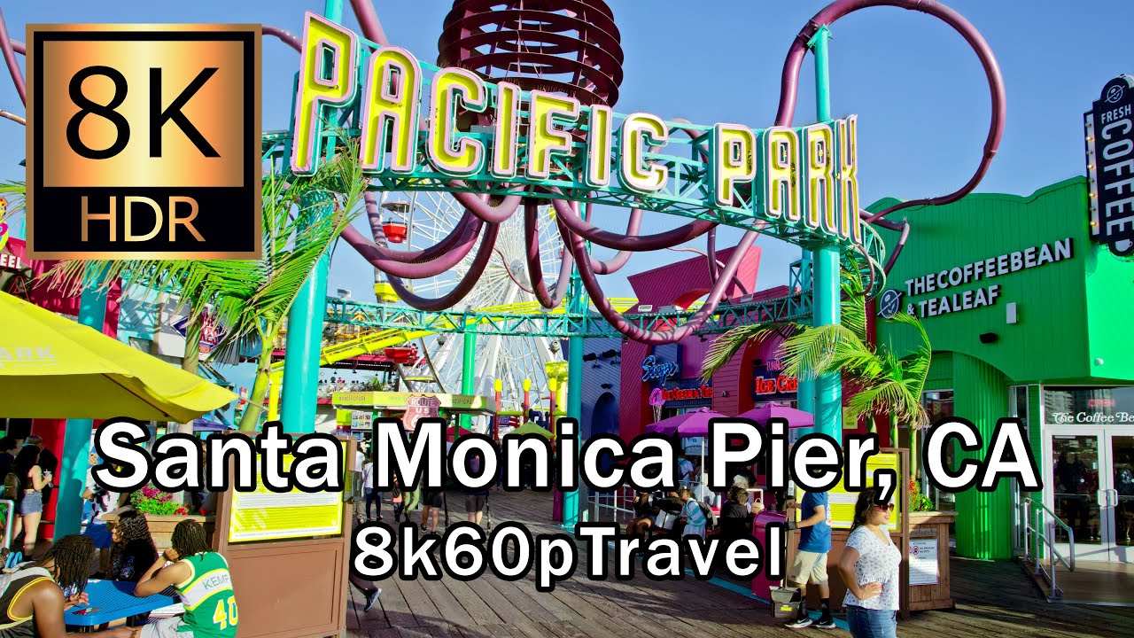 Santa Monica Pier in 8K HDR | Stunning 60FPS Walking Tour at Sunset + Trivia Facts