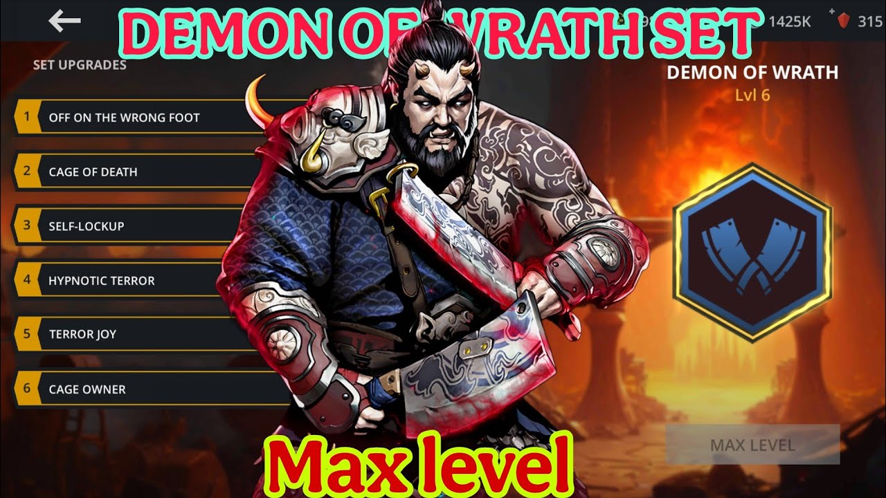 Shadow fight 3 | DEMON OF WRATH Set Max level Review 