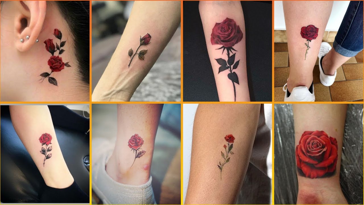30+ Simple & Cute Red Rose Tattoos For Girls | Red Rose Tattoos For Girls | Womens Tattoos!