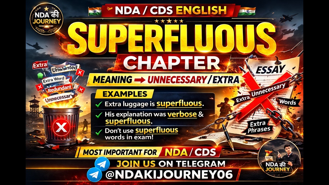 SUPERFLUOUS – Meaning in Hindi | NDA/CDS English Vocabulary Chapter