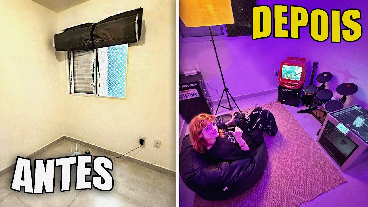 transformei meu quarto vazio em uma sala gamer