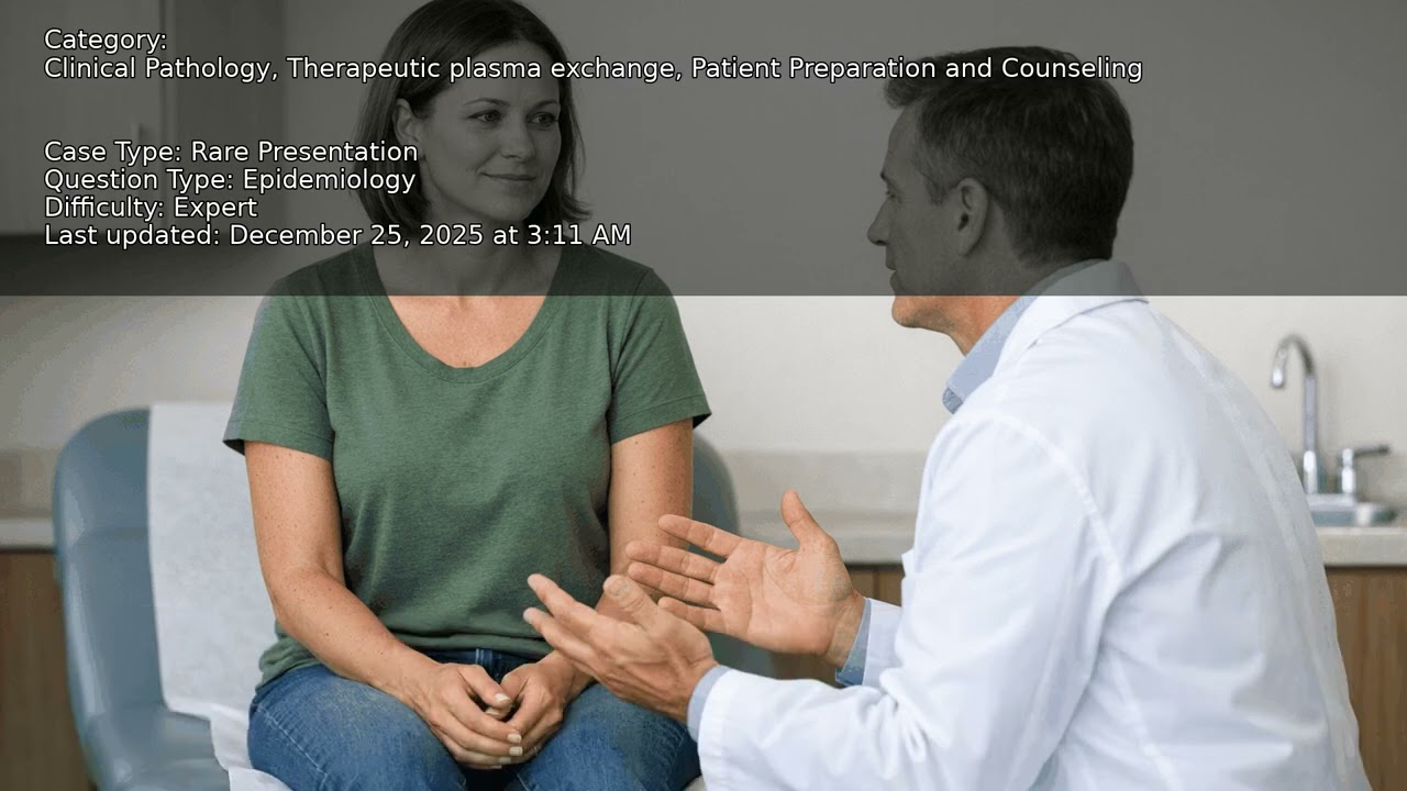 Patient Preparation and Counseling, Therapeutic plasma exchange, Clinical Pathology - Full Vignette