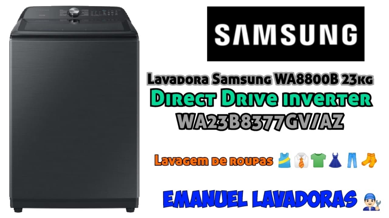 Lavadora Samsung 23kg WA8800B roupas íntimas “tira manchas 40°”