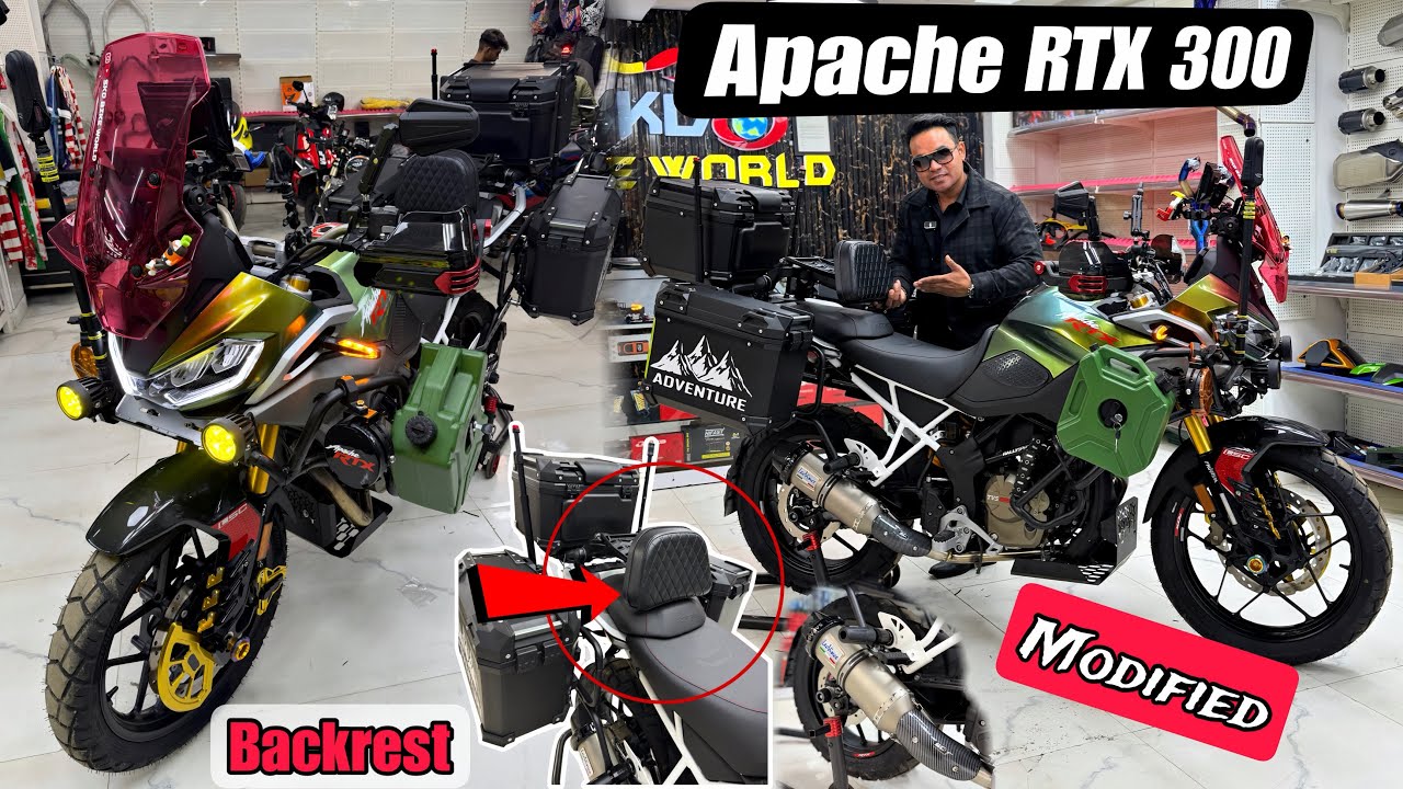 TVS Apache Rtx 300 Full Modifications | Rtx 300 Folding Backrest & windshield