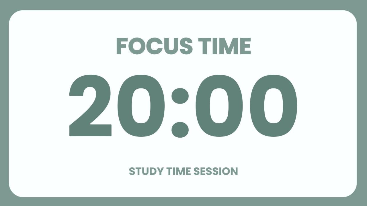 20 Minute Timer ⏱️ | Study Focus Timer | No Music | Bell Sound