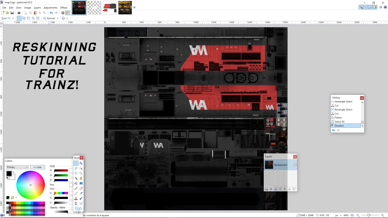 Trainz Reskinning Tutorial! (How to make a blank, How to patch, How to paint)