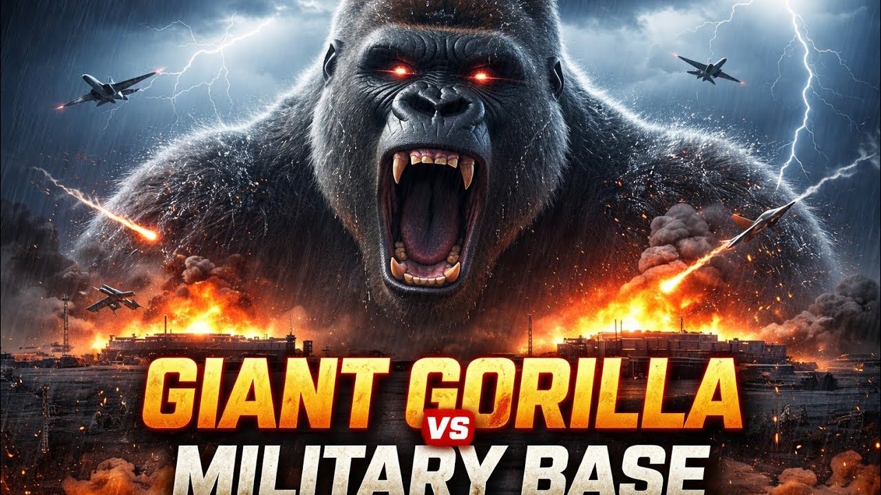Giant gorilla vs military base attack 
