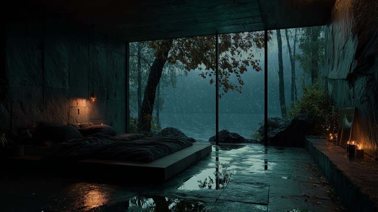 Soft Rain Tapping on the Window in a Cozy Room for Deep Relaxation and Peaceful Sleep at Night