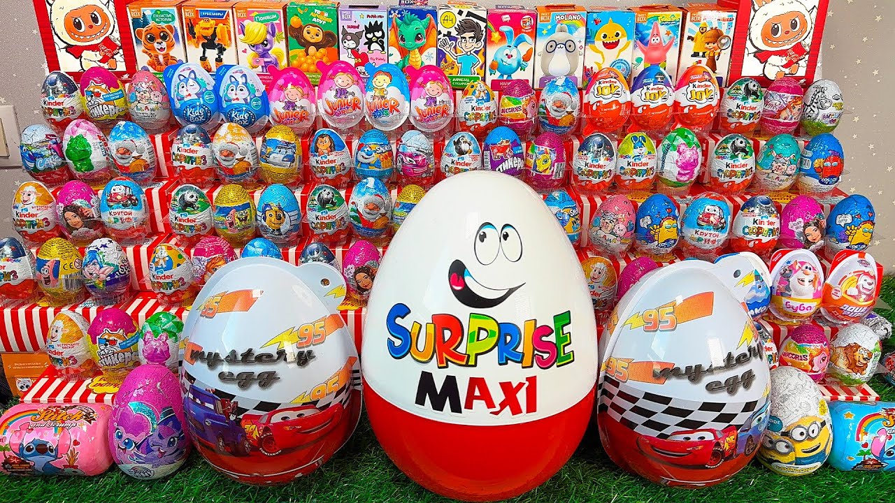 100 КИНДЕР СЮРПРИЗ🌟 Гигантский Выпуск! Киндер Маша и Медведь, Щенячий Патруль, Мега Распаковка!