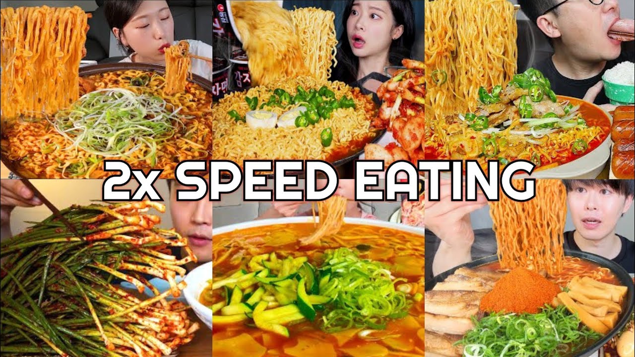 Ramyeon Spicy Noodle Soup Mukbang | ASMR 2x Speed Eating Show 