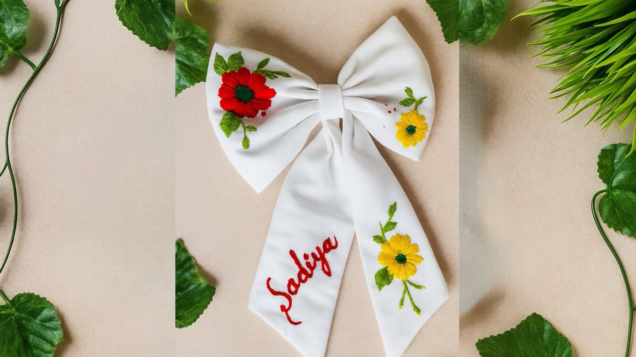How to Make DIY Embroidery Hair Bow | Handmade Hair Accessories”#DIYHairBow #handmade 
