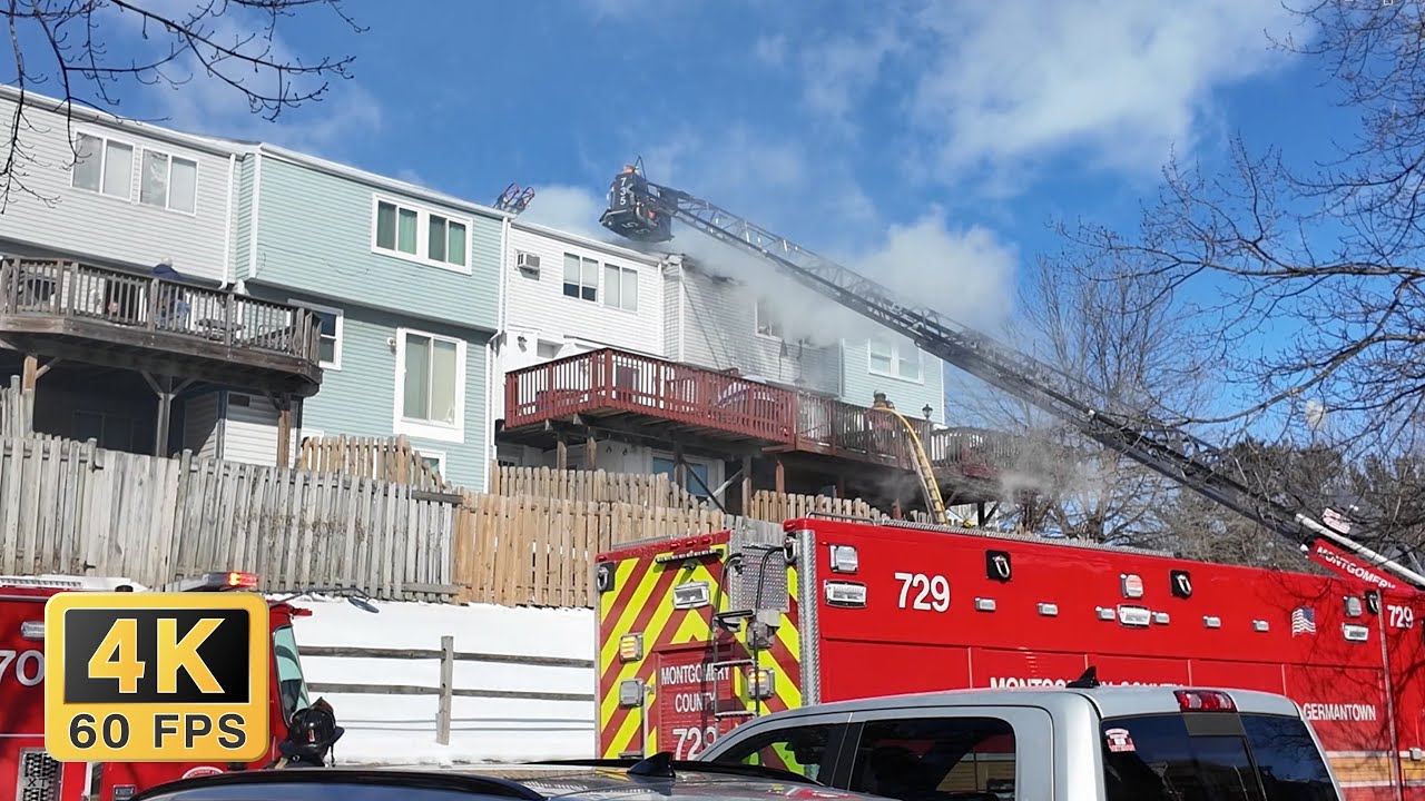 Townhouse fire - Free stock video - 4K 60fps