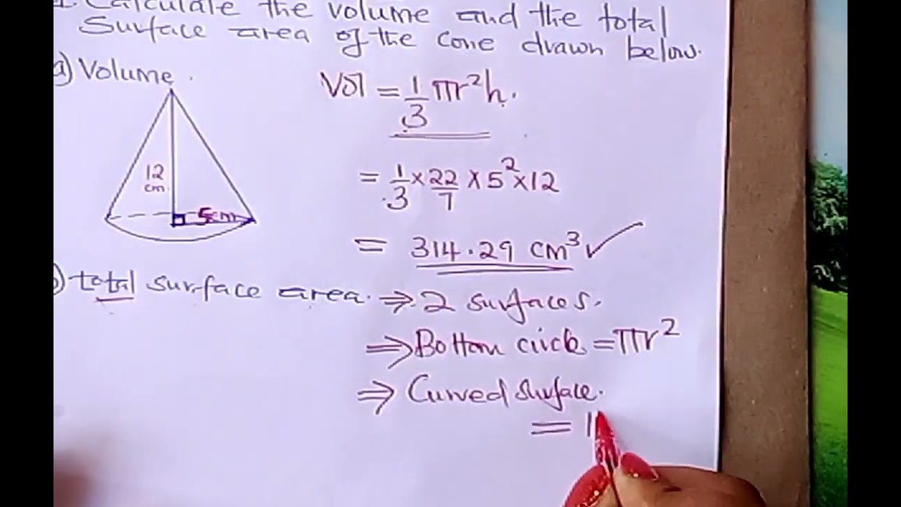 volume and surface area of a cone