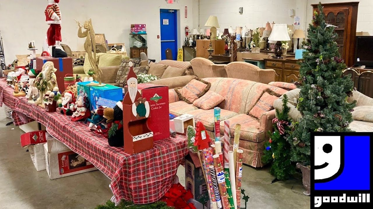 GOODWILL SHOP WITH ME FURNITURE SOFAS CHAIRS TABLES CHRISTMAS DECORATIONS SHOPPING STORE WALKTHROUGH