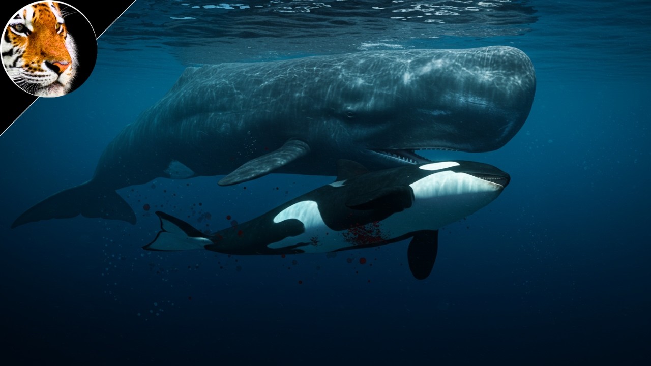 CACHALOTE - O Gigante das Profundezas Que Mata Baleias Assassinas! Cachalote vs Orca