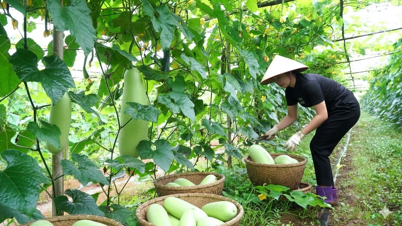 Harvesting and Selling Green Squash at the Market: Life in the Northeastern Countryside