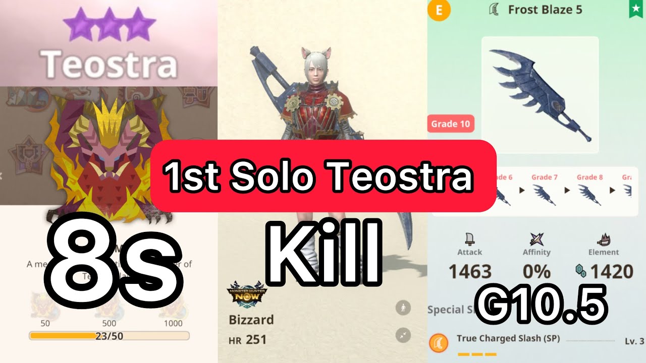 [MHN] 1st solo kill Teostra 8 star Greatsword Legiana G10.5 Monster hunter now
