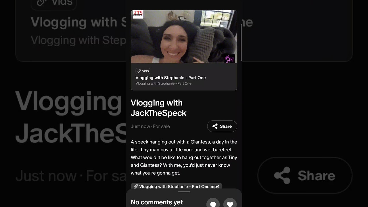 Jack the speck Vlogging while hanging out with giantess Stephanie Mason .  #vore #feet