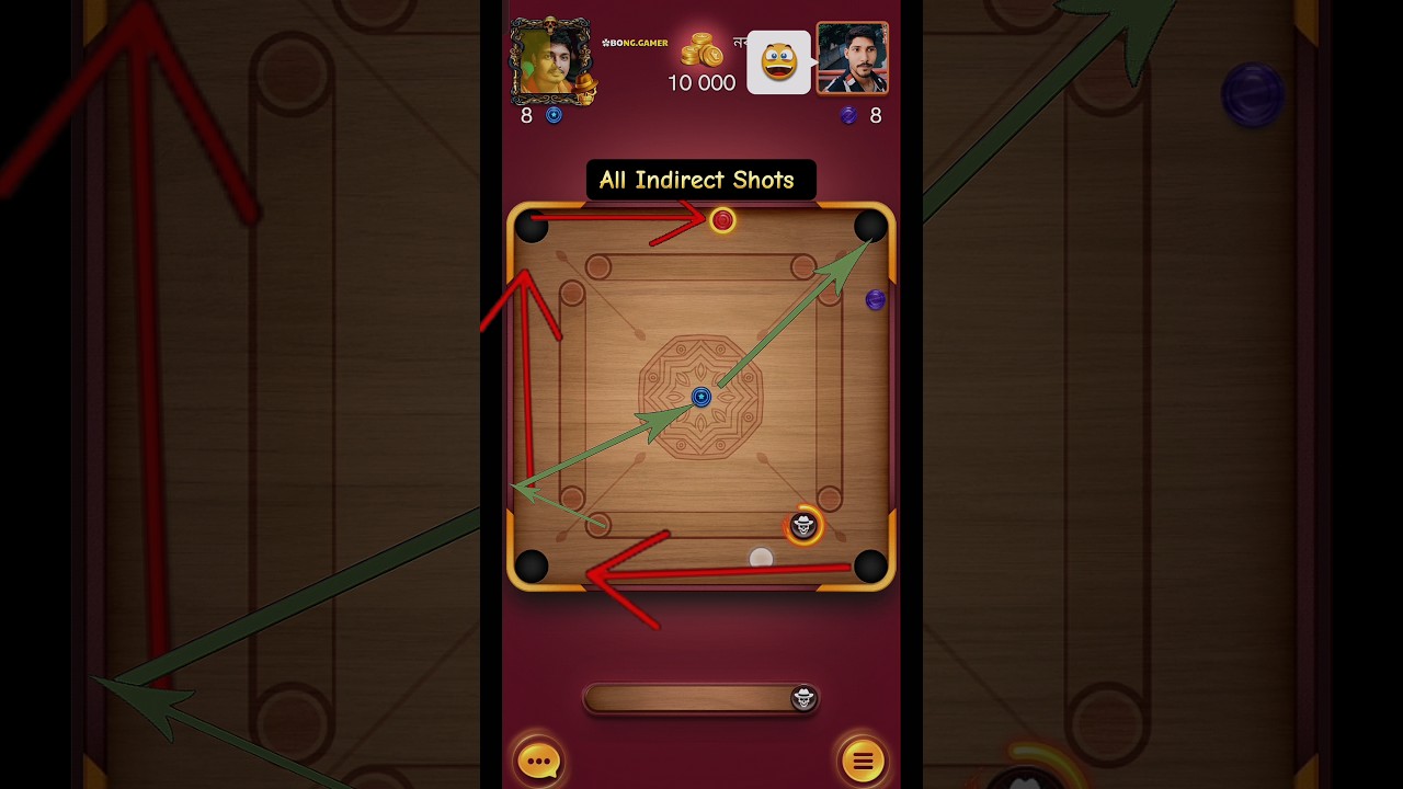 Carrom Pool 💯💀 All Indirect Shots 💫😤 Bonggamer Fair 😎 Legend 😤#shorts #ytshort #carrompool