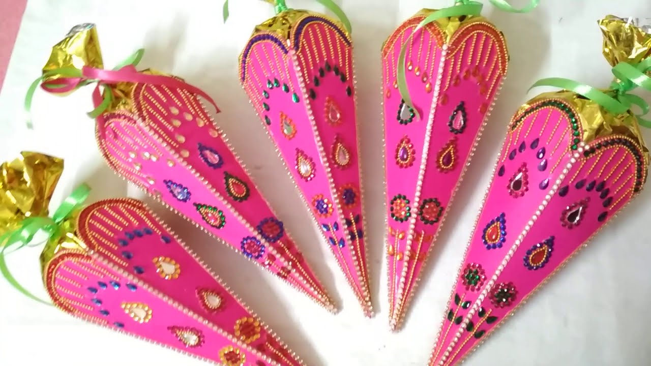 5 sugar cone make at home for engagement !!! smart art and crafts ! sugar box for engagement !! DIY