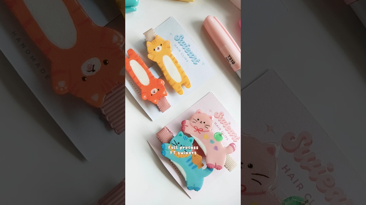 DIY Hair Clips with Shrink Plastic 😺 #shrinkplastic #diyprojects #shorts #hairclip