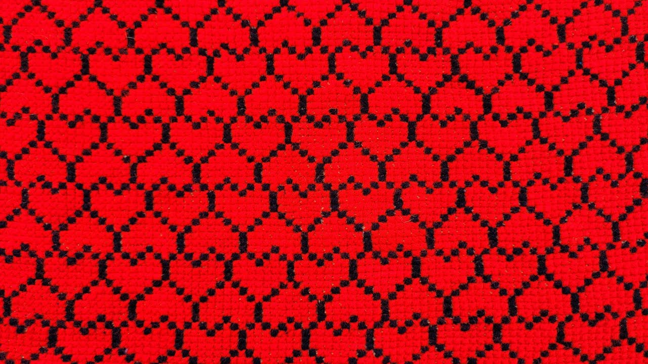 কিউট হার্ট আসন ডিসাইন, Easy heart design on jute ason, Cross-stitch ashon tutorial video-Legend Arts