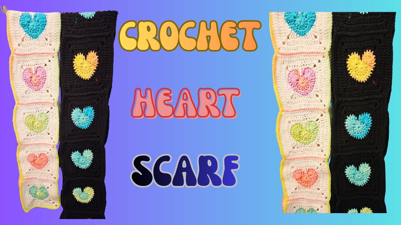 Crochet heart scarf