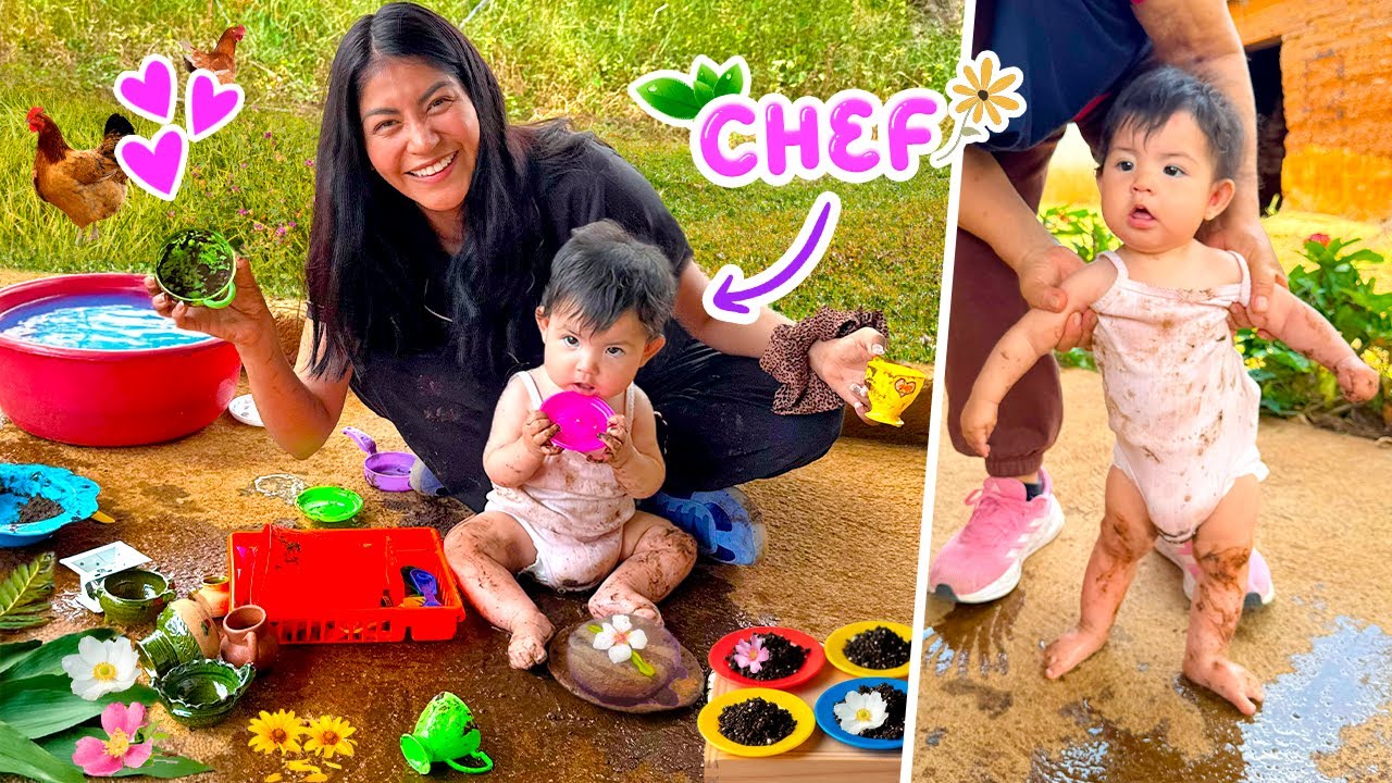🌼🌱 JUGAMOS a la COMIDITA CON TIERRA Y HOJAS en EL PUEBLO 🥹 Amaneciendo EN LA NATURALEZA🏕️