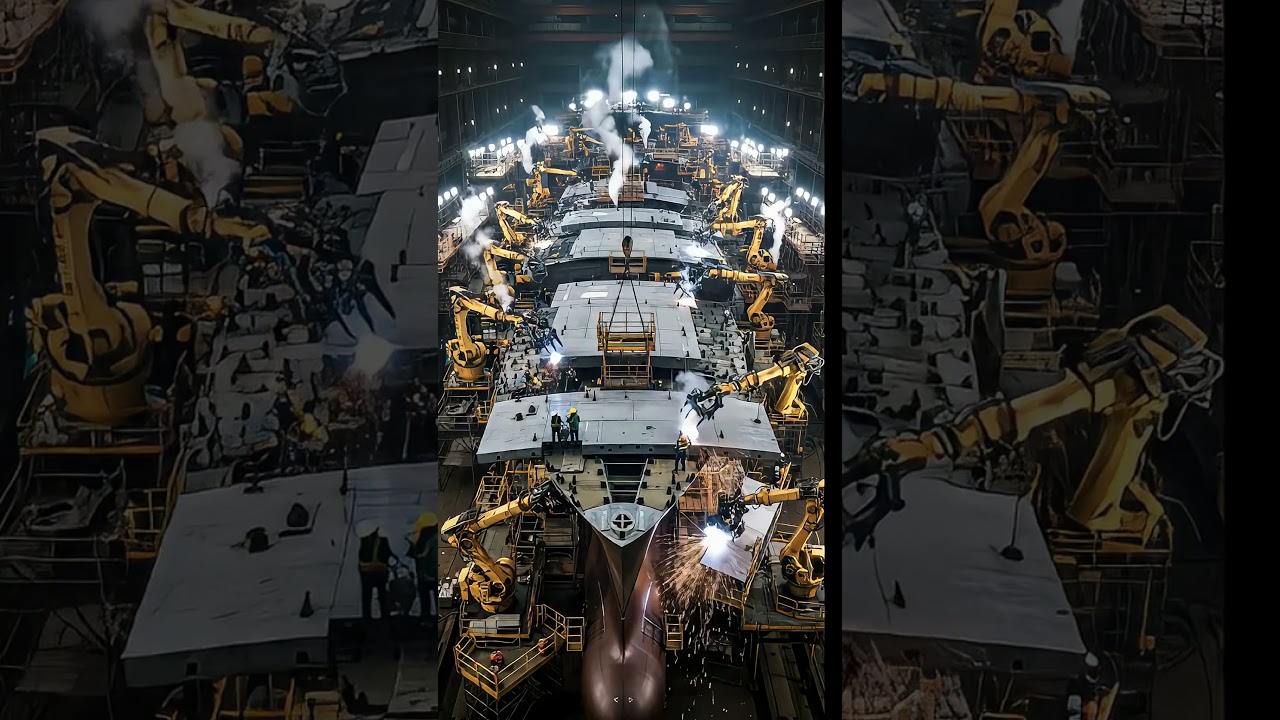Unbelievable scale: automated shipyard brings a #shorts #engineering #futuretech #viralshorts #fyp